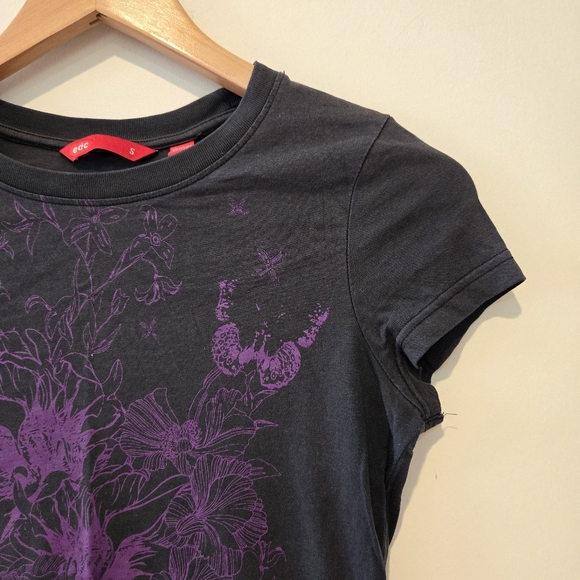 Esprit EDC black purple butterfly graphic tshirt small - Picture 5 of 8
